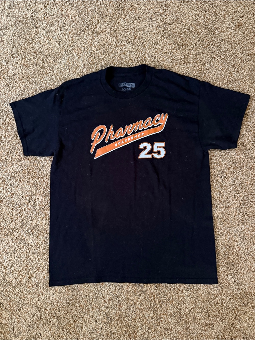 Pharmacy Men's Black Short-Sleeve Graphic Tee - Orange Logo